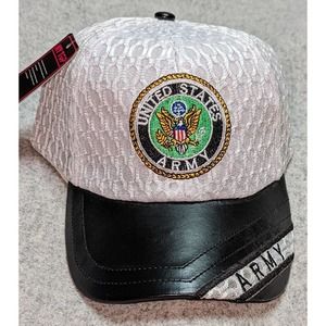 UNITED STATES ARMY MESH EMBROIDERED BASEBALL CAP WITH LEATHER TOP BILL